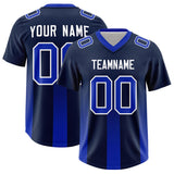 Custom Navy Royal Vertical Width Stripe Gradient Fashion Personalized Team Football Jersey