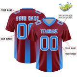 Custom Cardinal Light Blue Vertical Width Stripe Gradient Fashion Personalized Team Football Jersey