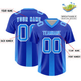 Custom Royal Light Blue Vertical Width Stripe Gradient Fashion Personalized Team Football Jersey