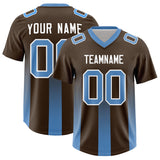 Custom Brown Powder Blue Vertical Width Stripe Gradient Fashion Personalized Team Football Jersey