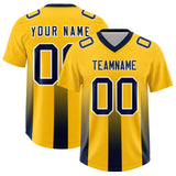 Custom Yellow Navy Vertical Width Stripe Gradient Fashion Personalized Team Football Jersey