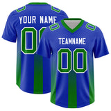 Custom Royal Kelly Green Vertical Width Stripe Gradient Fashion Personalized Team Football Jersey