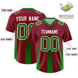 Custom Cardinal Kelly Green Vertical Width Stripe Gradient Fashion Personalized Team Football Jersey