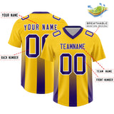 Custom Yellow Purple Vertical Width Stripe Gradient Fashion Personalized Team Football Jersey