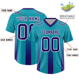 Custom Aqua Purple Vertical Width Stripe Gradient Fashion Personalized Team Football Jersey