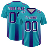 Custom Aqua Purple Vertical Width Stripe Gradient Fashion Personalized Team Football Jersey