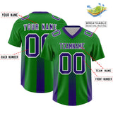 Custom Kelly Green Purple Vertical Width Stripe Gradient Fashion Personalized Team Football Jersey