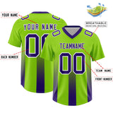 Custom Neon Green Purple Vertical Width Stripe Gradient Fashion Personalized Team Football Jersey