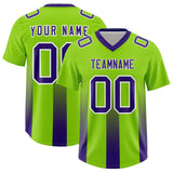 Custom Neon Green Purple Vertical Width Stripe Gradient Fashion Personalized Team Football Jersey