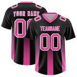 Custom Black Pink Vertical Width Stripe Gradient Fashion Personalized Team Football Jersey