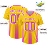 Custom Yellow Pink Vertical Width Stripe Gradient Fashion Personalized Team Football Jersey