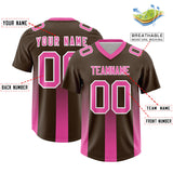 Custom Brown Pink Vertical Width Stripe Gradient Fashion Personalized Team Football Jersey