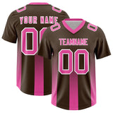 Custom Brown Pink Vertical Width Stripe Gradient Fashion Personalized Team Football Jersey
