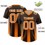 Custom Brown Orange Vertical Width Stripe Gradient Fashion Personalized Team Football Jersey