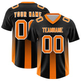 Custom Black Orange Vertical Width Stripe Gradient Fashion Personalized Team Football Jersey