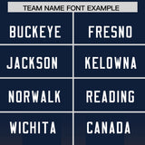 Custom Navy Orange Vertical Width Stripe Gradient Fashion Personalized Team Football Jersey