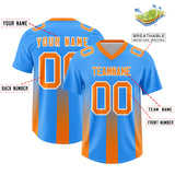 Custom Light Blue Orange Vertical Width Stripe Gradient Fashion Personalized Team Football Jersey