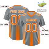 Custom Dark Gray Orange Vertical Width Stripe Gradient Fashion Personalized Team Football Jersey