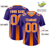 Custom Purple Orange Vertical Width Stripe Gradient Fashion Personalized Team Football Jersey