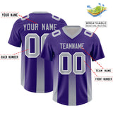 Custom Purple Gray Vertical Width Stripe Gradient Fashion Personalized Team Football Jersey