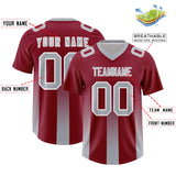 Custom Cardinal Gray Vertical Width Stripe Gradient Fashion Personalized Team Football Jersey
