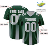 Custom Green Gray Vertical Width Stripe Gradient Fashion Personalized Team Football Jersey