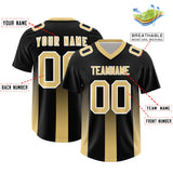 Custom Black Khaki Vertical Width Stripe Gradient Fashion Personalized Team Football Jersey
