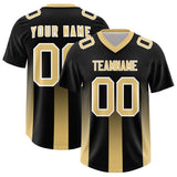 Custom Black Khaki Vertical Width Stripe Gradient Fashion Personalized Team Football Jersey
