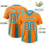 Custom Orange Aqua Vertical Width Stripe Gradient Fashion Personalized Team Football Jersey