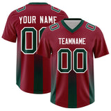 Custom Cardinal Midnight Green Vertical Width Stripe Gradient Fashion Personalized Team Football Jersey