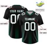 Custom Black Midnight Green Vertical Width Stripe Gradient Fashion Personalized Team Football Jersey