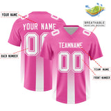 Custom Pink White Vertical Width Stripe Gradient Fashion Personalized Team Football Jersey