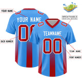Custom Light Blue Red Vertical Width Stripe Gradient Fashion Personalized Team Football Jersey