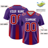 Custom Purple Red Vertical Width Stripe Gradient Fashion Personalized Team Football Jersey