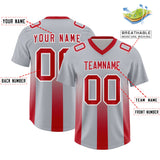 Custom Gray Red Vertical Width Stripe Gradient Fashion Personalized Team Football Jersey