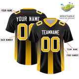 Custom Black Yellow Vertical Width Stripe Gradient Fashion Personalized Team Football Jersey