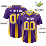 Custom Purple Yellow Vertical Width Stripe Gradient Fashion Personalized Team Football Jersey