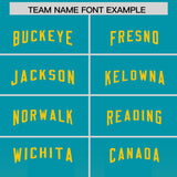 Custom Aqua Yellow Vertical Width Stripe Gradient Fashion Personalized Team Football Jersey