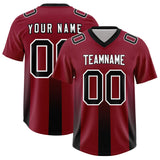 Custom Cardinal Black Vertical Width Stripe Gradient Fashion Personalized Team Football Jersey