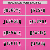 Custom Pink Black Vertical Width Stripe Gradient Fashion Personalized Team Football Jersey