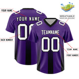 Custom Purple Black Vertical Width Stripe Gradient Fashion Personalized Team Football Jersey