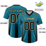 Custom Aqua Black Vertical Width Stripe Gradient Fashion Personalized Team Football Jersey