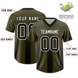 Custom Olive Black Vertical Width Stripe Gradient Fashion Personalized Team Football Jersey