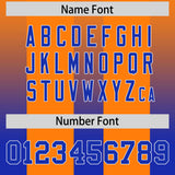 Custom Orange Royal Vertical Width Stripe Gradient Fashion Personalized Team Football Jersey