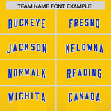 Custom Yellow Royal Vertical Width Stripe Gradient Fashion Personalized Team Football Jersey