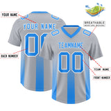 Custom Gray Light Blue Vertical Width Stripe Gradient Fashion Personalized Team Football Jersey