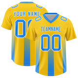 Custom Yellow Light Blue Vertical Width Stripe Gradient Fashion Personalized Team Football Jersey