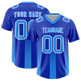 Custom Royal Light Blue Vertical Width Stripe Gradient Fashion Personalized Team Football Jersey