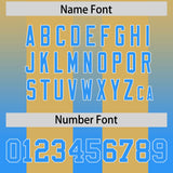 Custom Khaki Light Blue Vertical Width Stripe Gradient Fashion Personalized Team Football Jersey