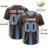 Custom Brown Powder Blue Vertical Width Stripe Gradient Fashion Personalized Team Football Jersey